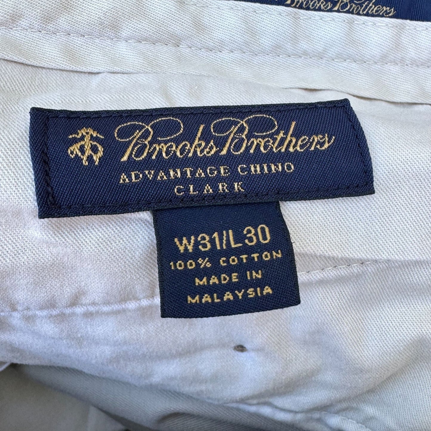 Brooks Brothers Advantage Chino Clark Mens Pants W31 L30 Preppy All Cotton Beige