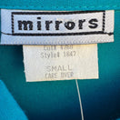 Switch Mirrors Vintage Teal Blue Long Sleeve Button Down Blouse Shoulder Pads Small NWT 2 image