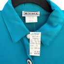 Switch Mirrors Vintage Teal Blue Long Sleeve Button Down Blouse Shoulder Pads Small NWT 3 image