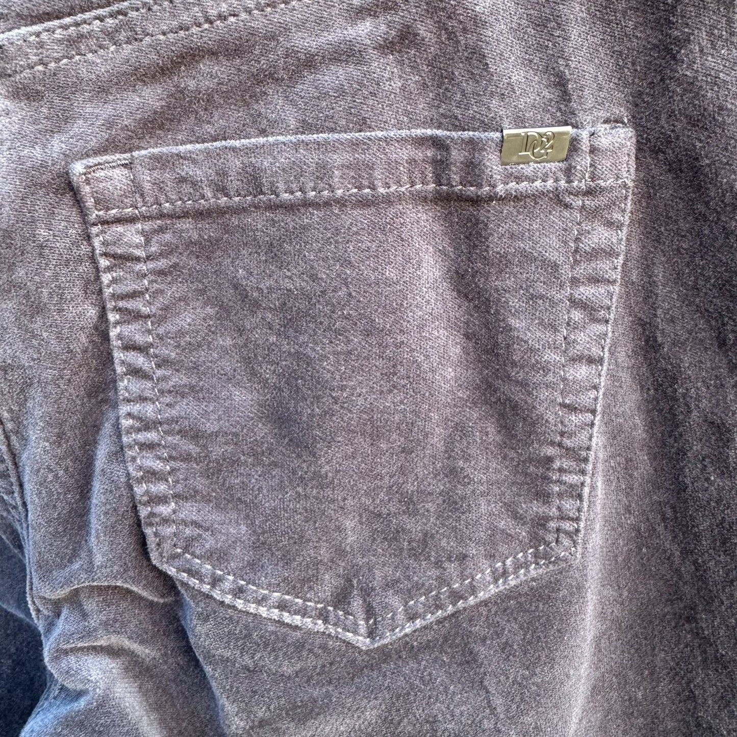 Diane Gilman DG2 Grey Corduroy Pants 2P Mid-Rise Casual Stretch Slim Fit Womens