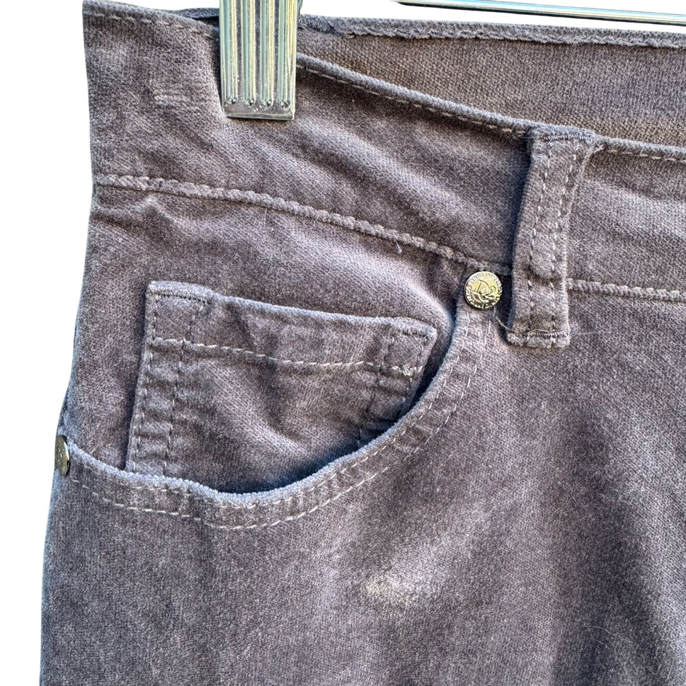 Diane Gilman DG2 Grey Corduroy Pants 2P Mid-Rise Casual Stretch Slim Fit Womens