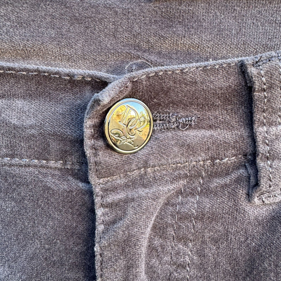 Diane Gilman DG2 Grey Corduroy Pants 2P Mid-Rise Casual Stretch Slim Fit Womens