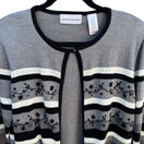 Switch Alfred Dunner Vintage Womens Gray Cardigan Sweater Floral Embroidery Beaded M 3 image