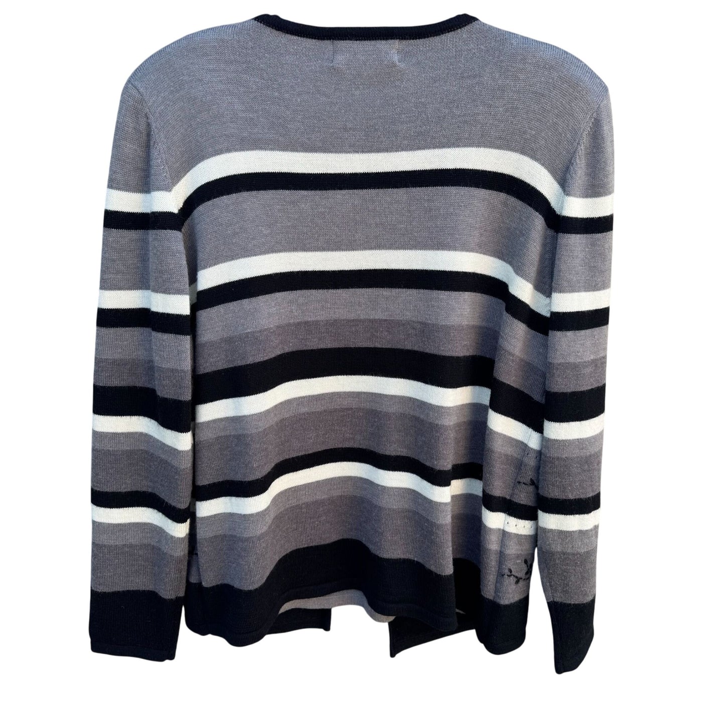 Alfred Dunner Vintage Womens Gray Cardigan Sweater Floral Embroidery Beaded M