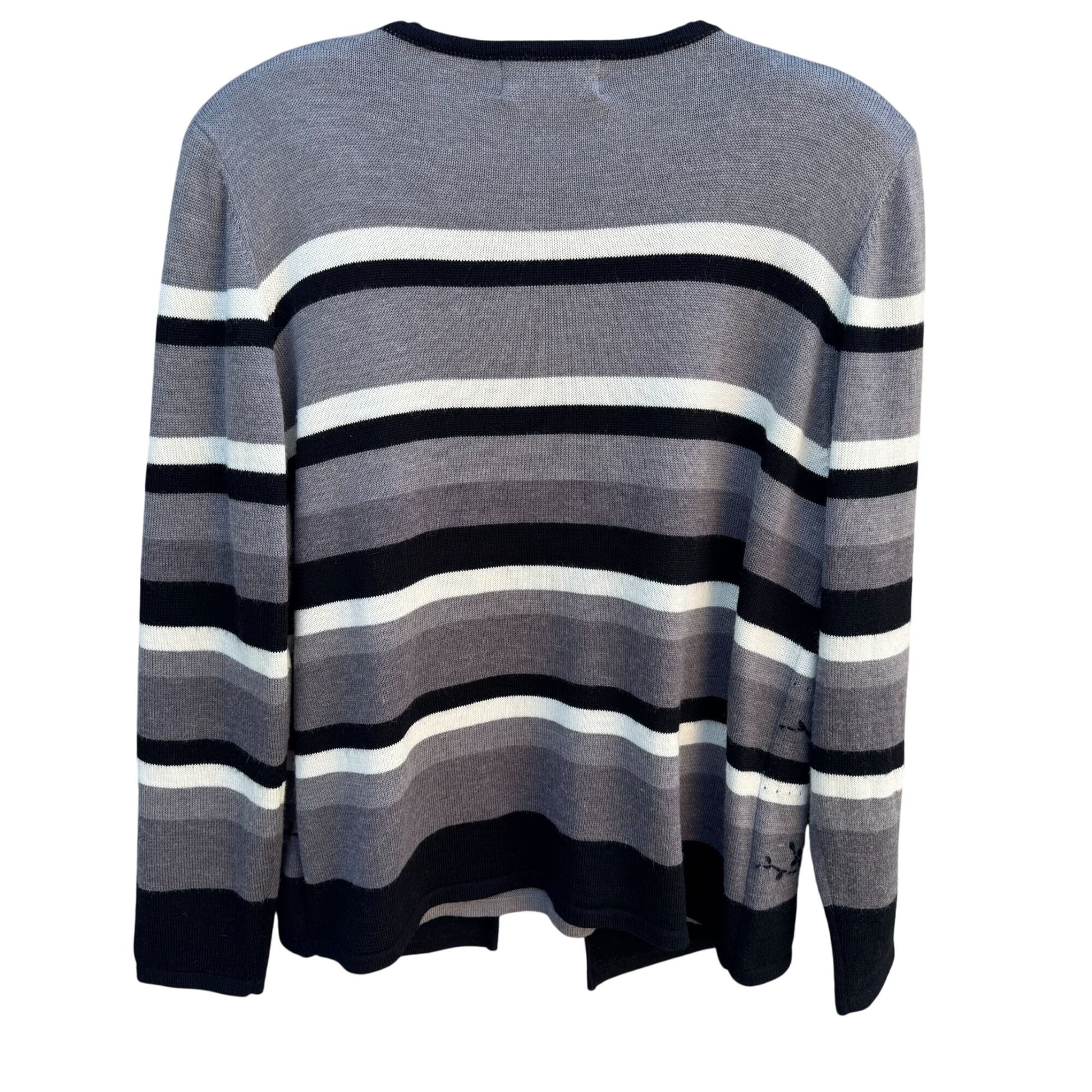 Alfred Dunner Vintage Womens Gray Cardigan Sweater Floral Embroidery Beaded M