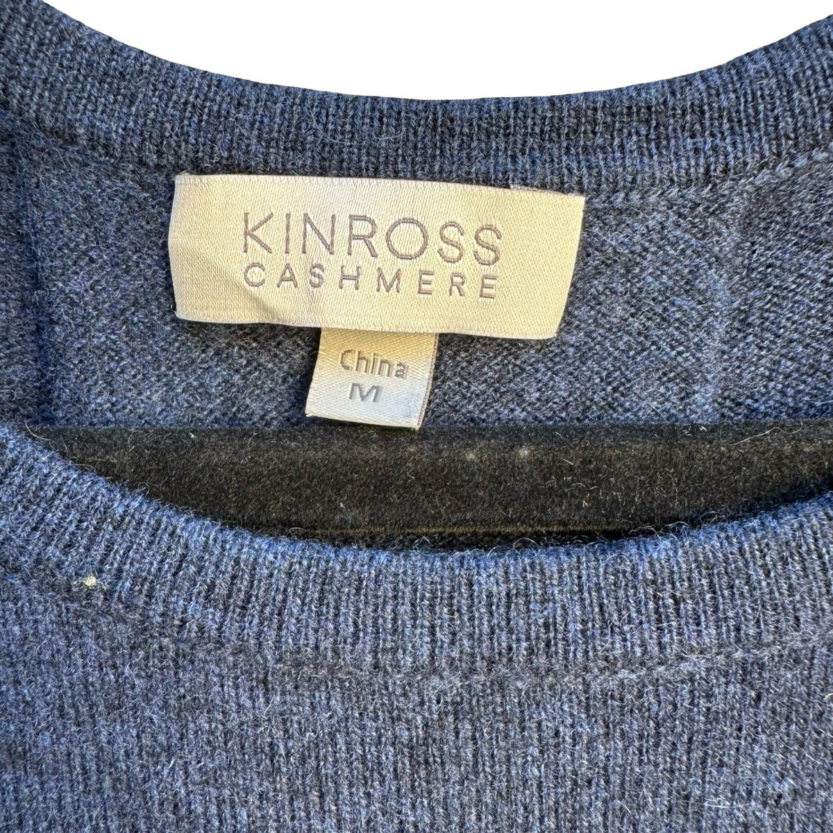 Kinross Cashmere Minimalist Preppy Back Pleat Zip Shoulder Tunic Sweater Navy M