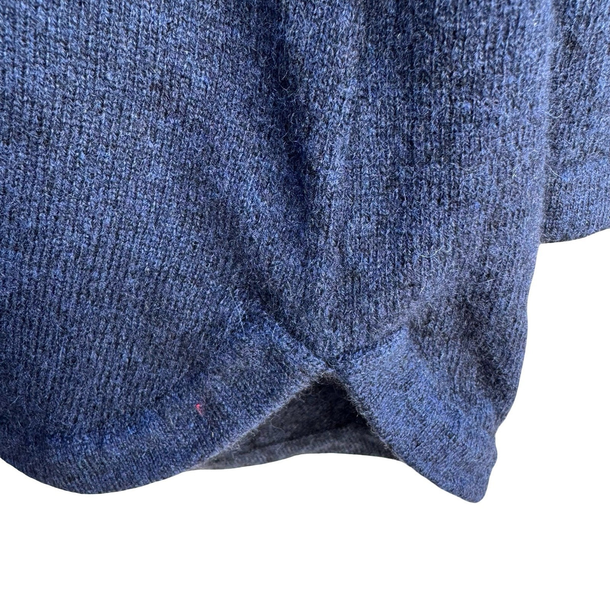 Kinross Cashmere Minimalist Preppy Back Pleat Zip Shoulder Tunic Sweater Navy M