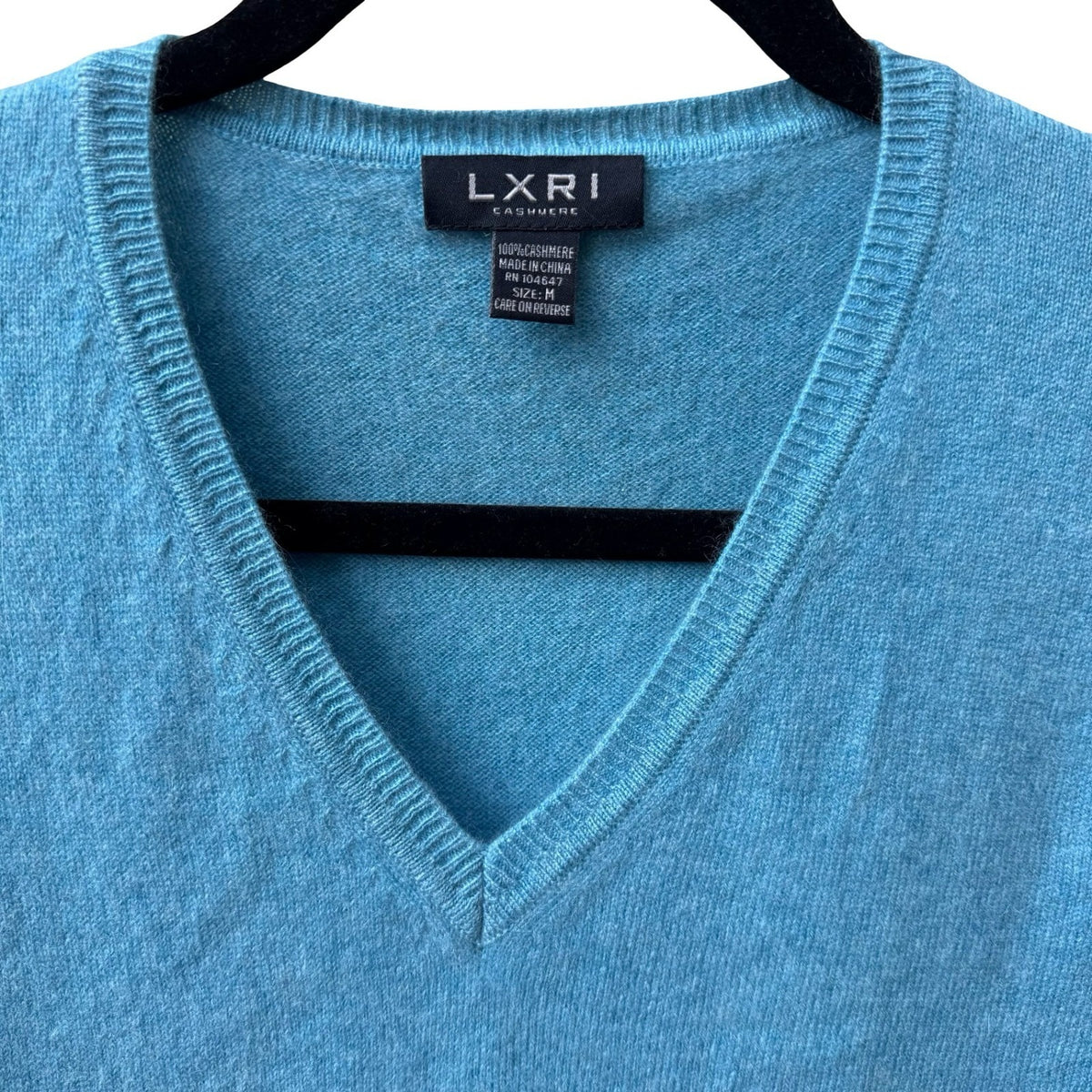 LXRI 100% Cashmere Quiet Luxury Preppy Coastal Minimalist Sweater Turquoise M