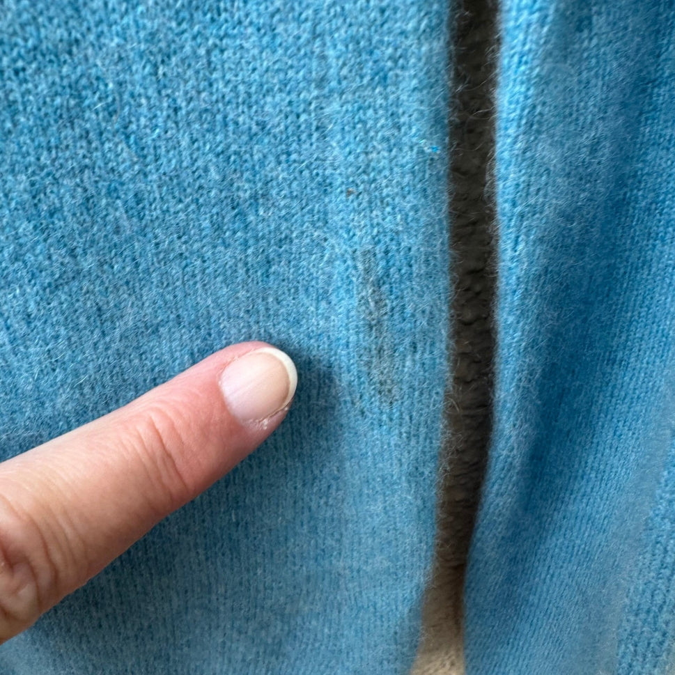 LXRI 100% Cashmere Quiet Luxury Preppy Coastal Minimalist Sweater Turquoise M