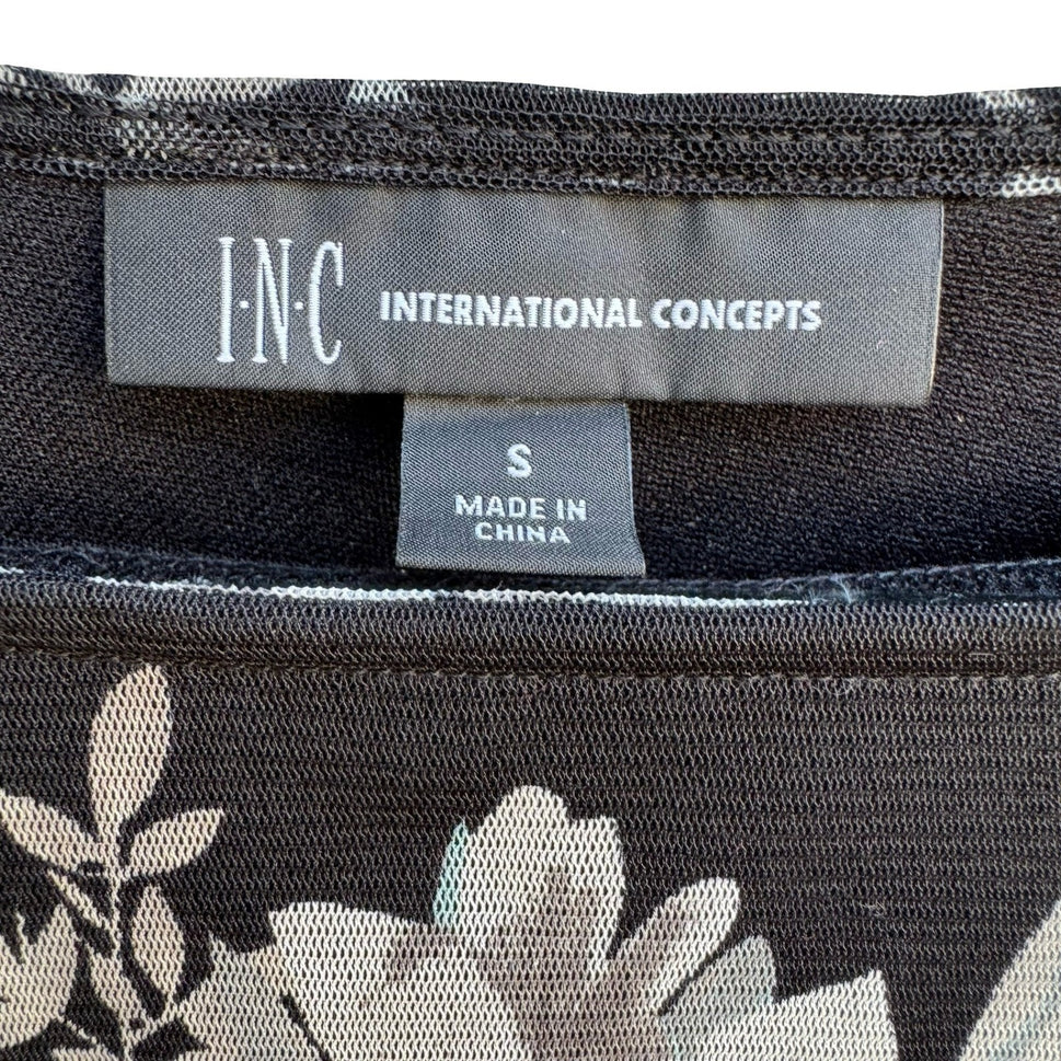INC International Concepts Y2K Whimsigoth Fairy Floral Mesh Boat Neck Blouse S