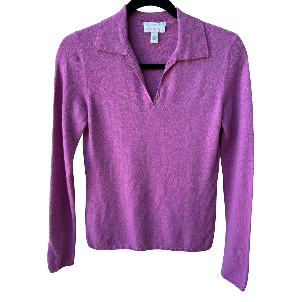 Charter Club 2-Ply 100% Cashmere Quiet Luxury Preppy Minimalist Polo Sweater S