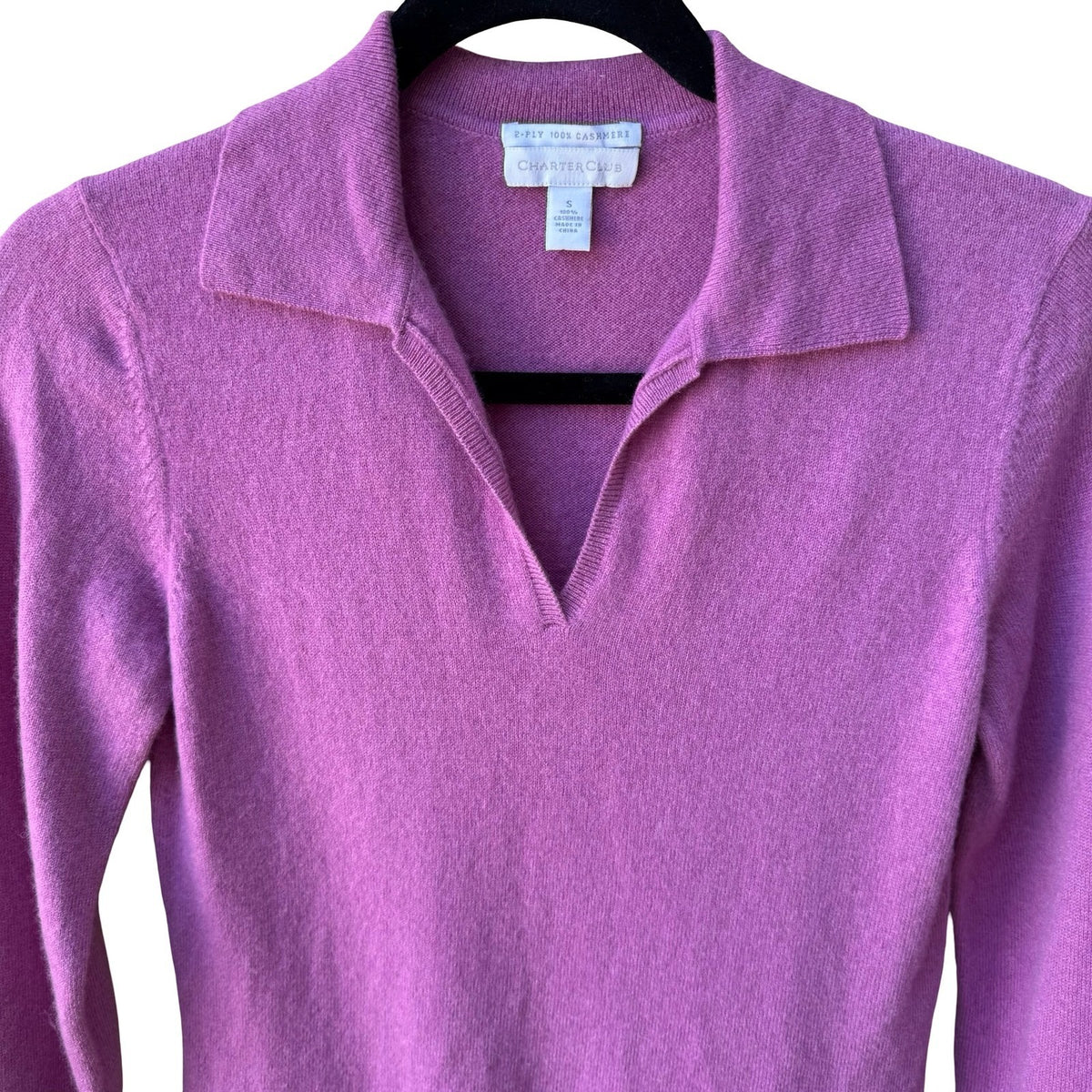 Charter Club 2-Ply 100% Cashmere Quiet Luxury Preppy Minimalist Polo Sweater S