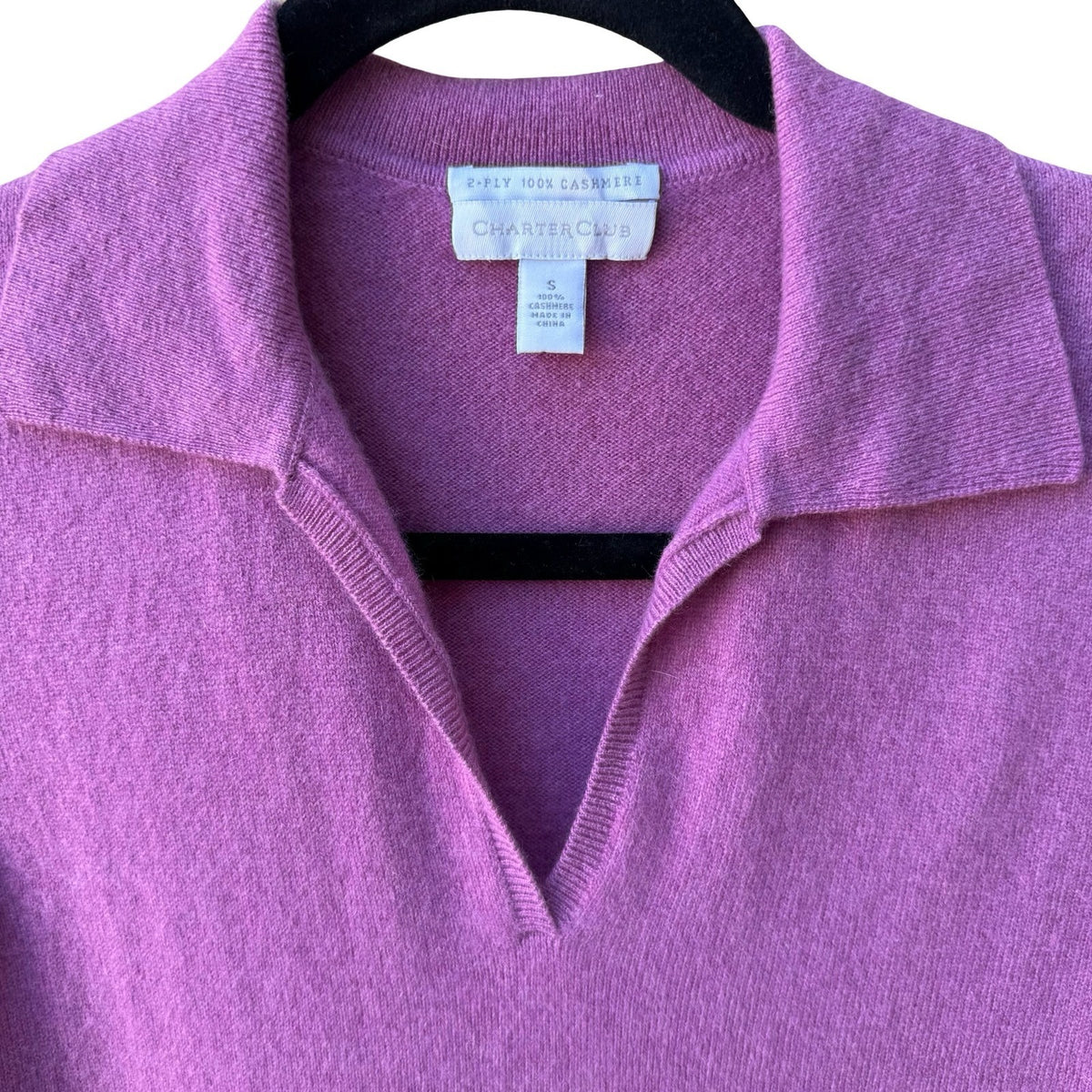 Charter Club 2-Ply 100% Cashmere Quiet Luxury Preppy Minimalist Polo Sweater S