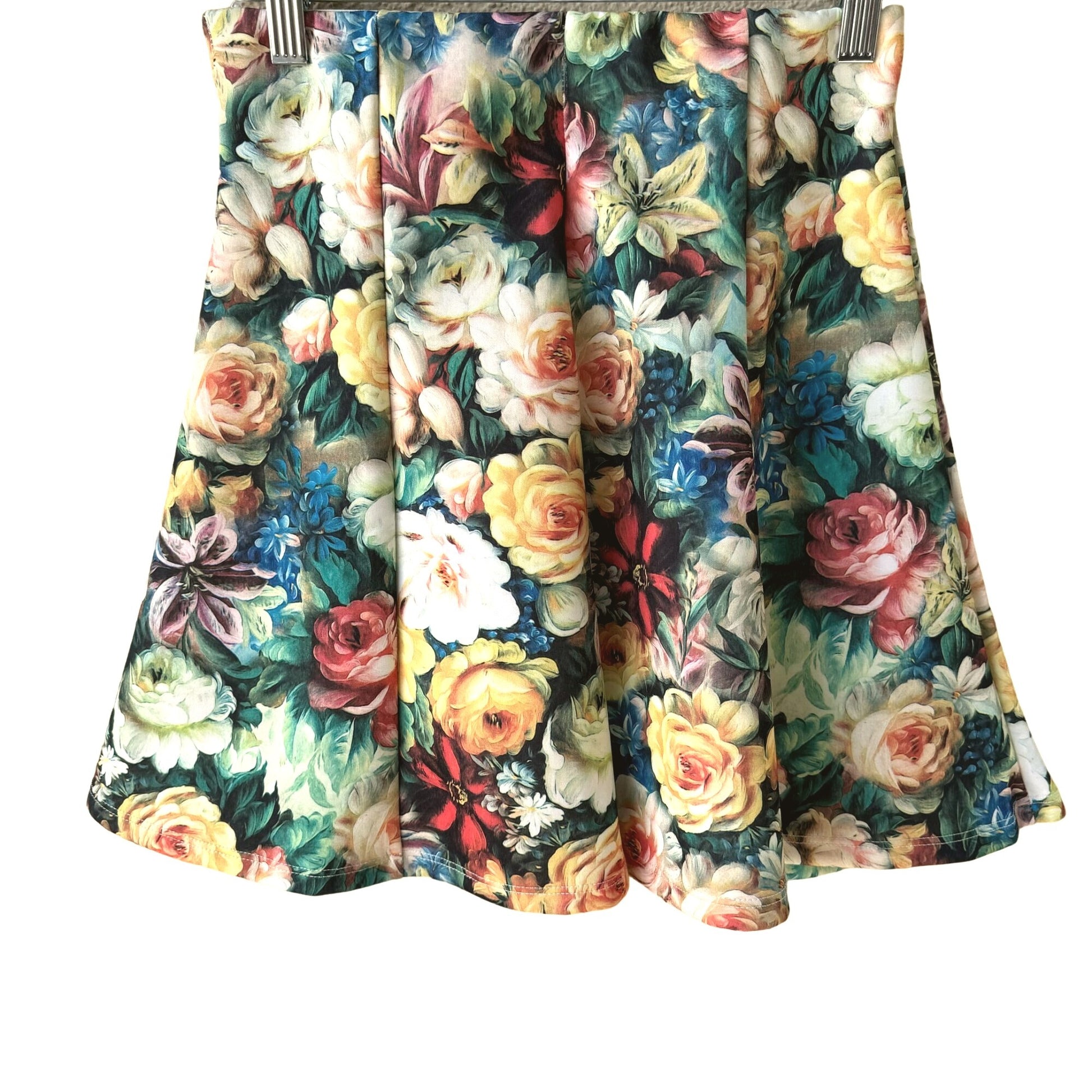 Guess Los Angeles Vintage Floral Multicolor Roses A-Line Skater Mini Skirt - Med