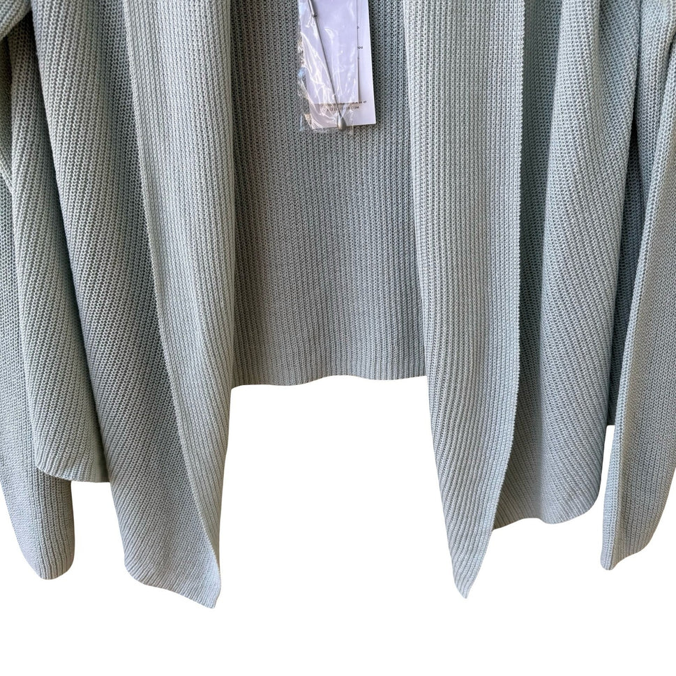 Eileen Fisher Italian Silk Organic Cotton Open Front Cardigan Sky Blue L NEW