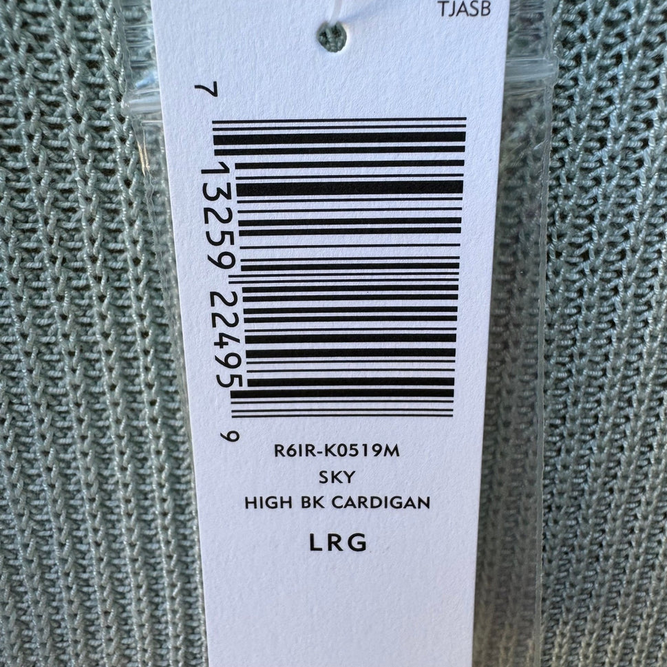Eileen Fisher Italian Silk Organic Cotton Open Front Cardigan Sky Blue L NEW