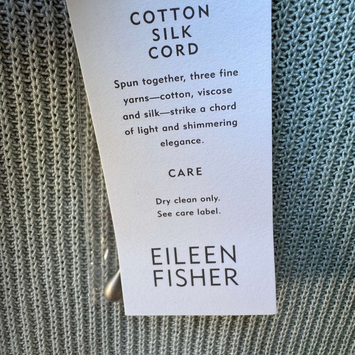 Eileen Fisher Italian Silk Organic Cotton Open Front Cardigan Sky Blue L NEW