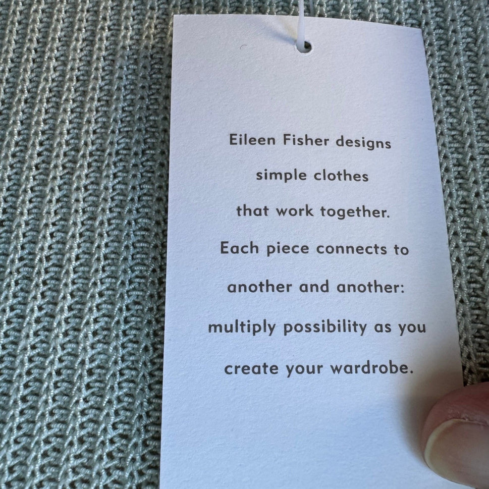 Eileen Fisher Italian Silk Organic Cotton Open Front Cardigan Sky Blue L NEW