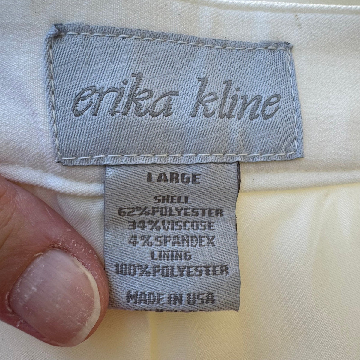 Erika Kline Minimalist Satin Trim Straight Leg Dress Pants Trousers White L NEW