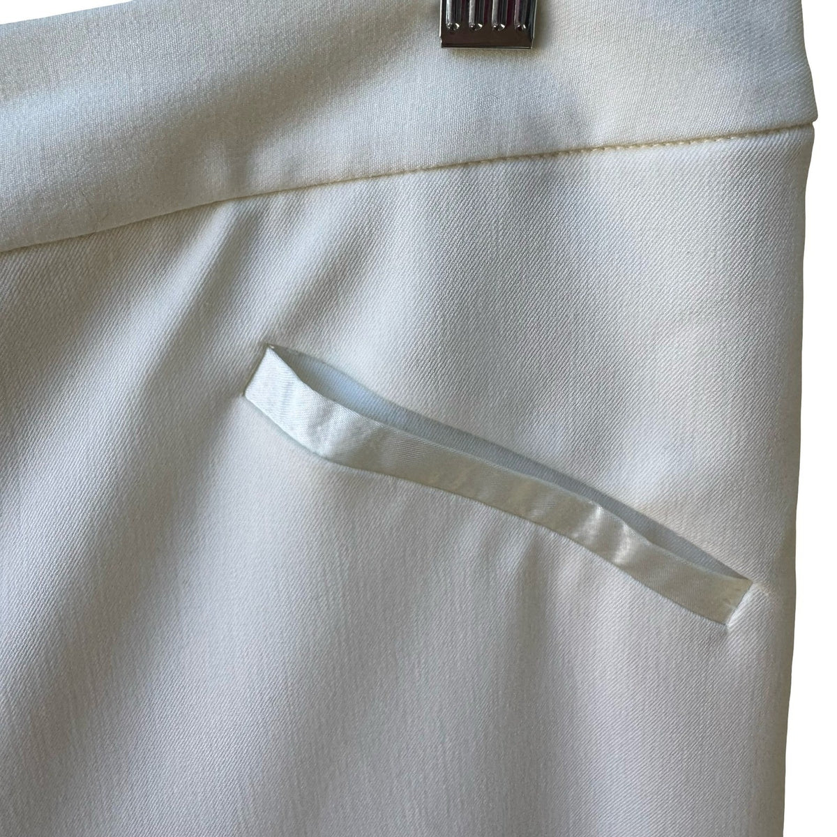 Erika Kline Minimalist Satin Trim Straight Leg Dress Pants Trousers White L NEW