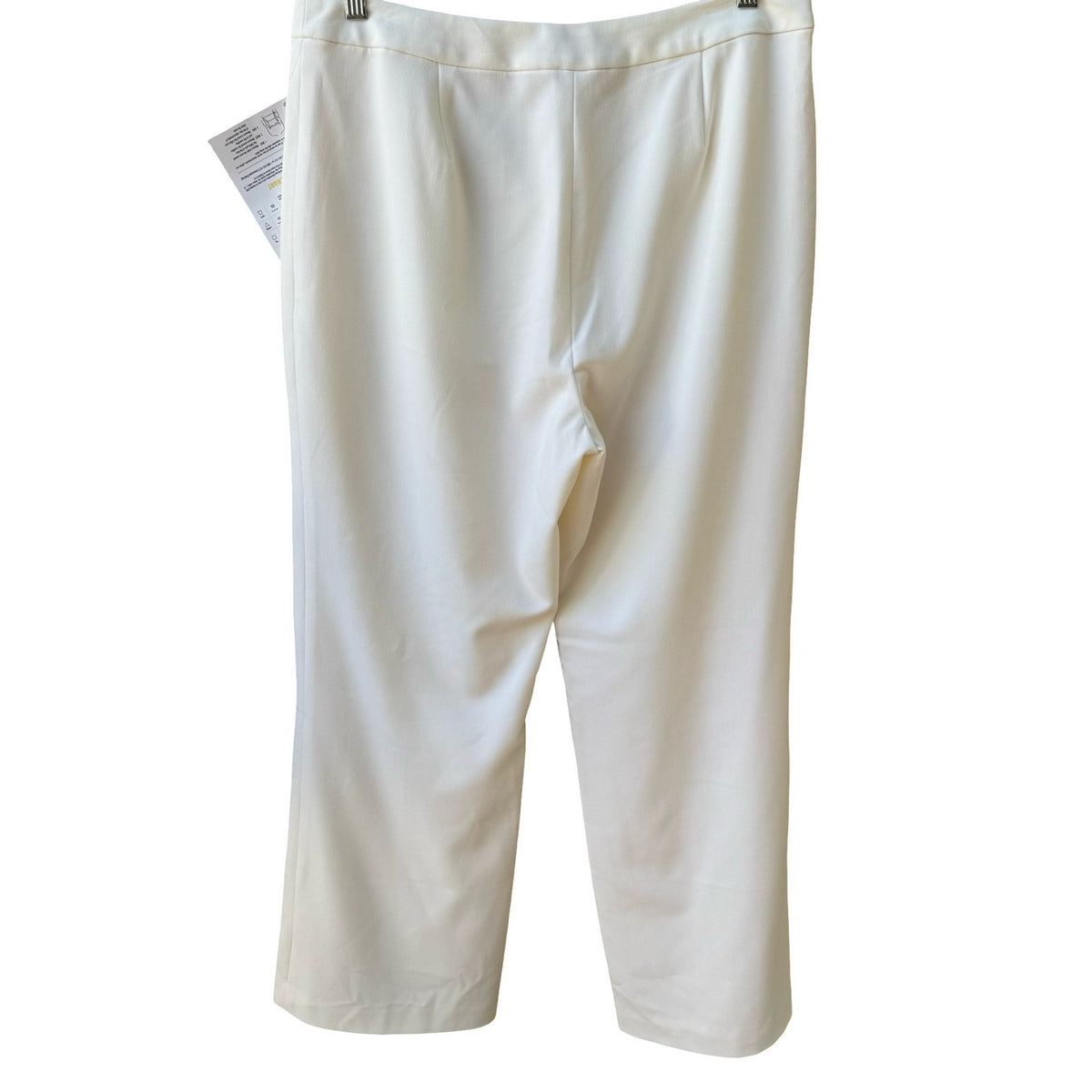 Erika Kline Minimalist Satin Trim Straight Leg Dress Pants Trousers White L NEW