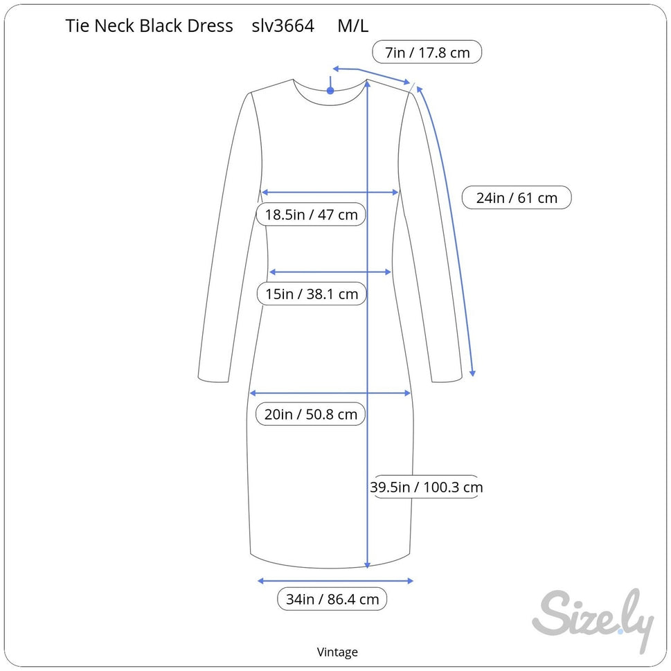 Vintage Black Tie Neck Pleated Long Sleeve Dress Officecore Secretary Style