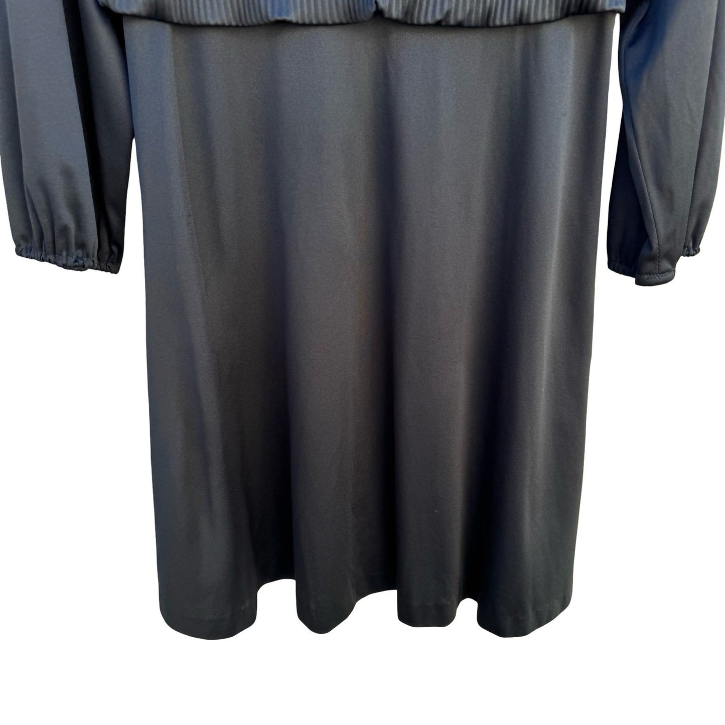 Vintage Black Tie Neck Pleated Long Sleeve Dress Officecore Secretary Style