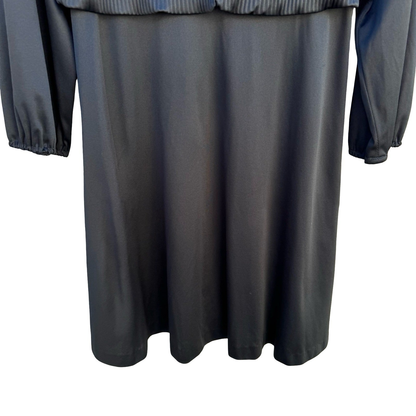 Vintage Black Tie Neck Pleated Long Sleeve Dress Officecore Secretary Style