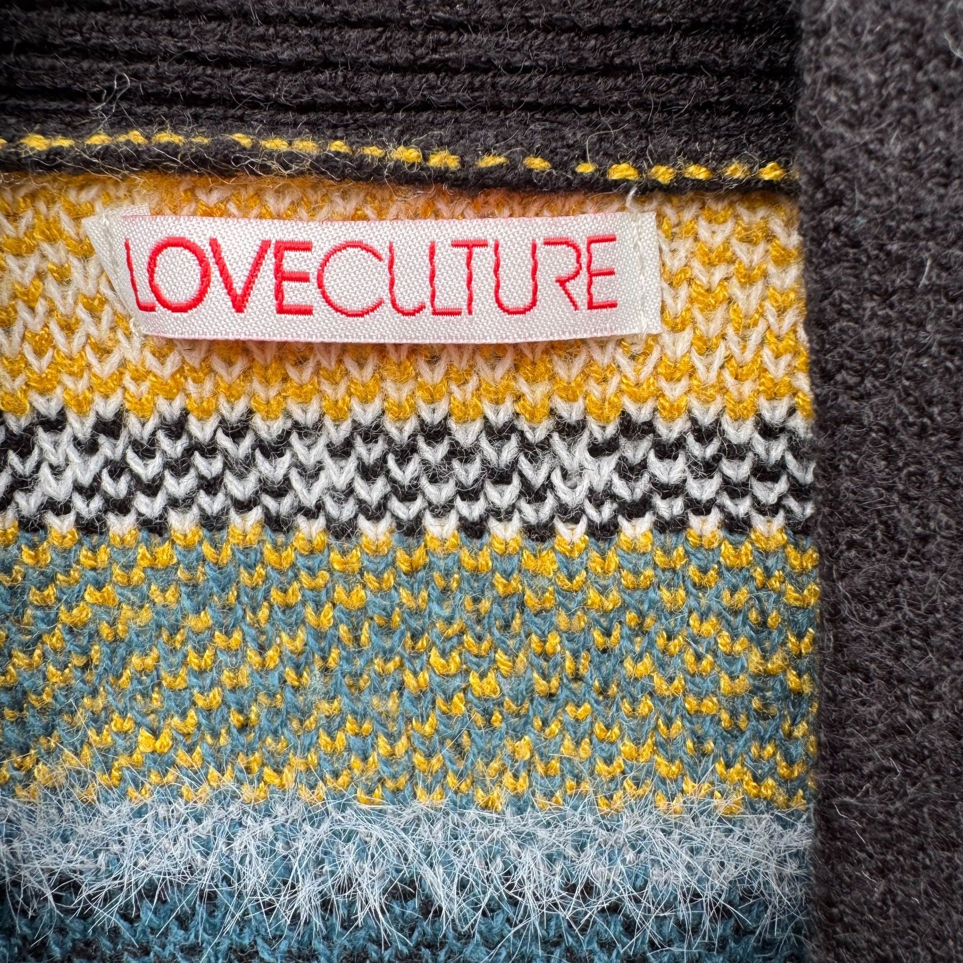 Love Culture Striped Open Front Fuzzy Knit Cardigan Sweater Cozy Knit Womens S/M