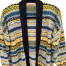 Switch Love Culture Striped Open Front Fuzzy Knit Cardigan Sweater Cozy Knit Womens S/M 3 image