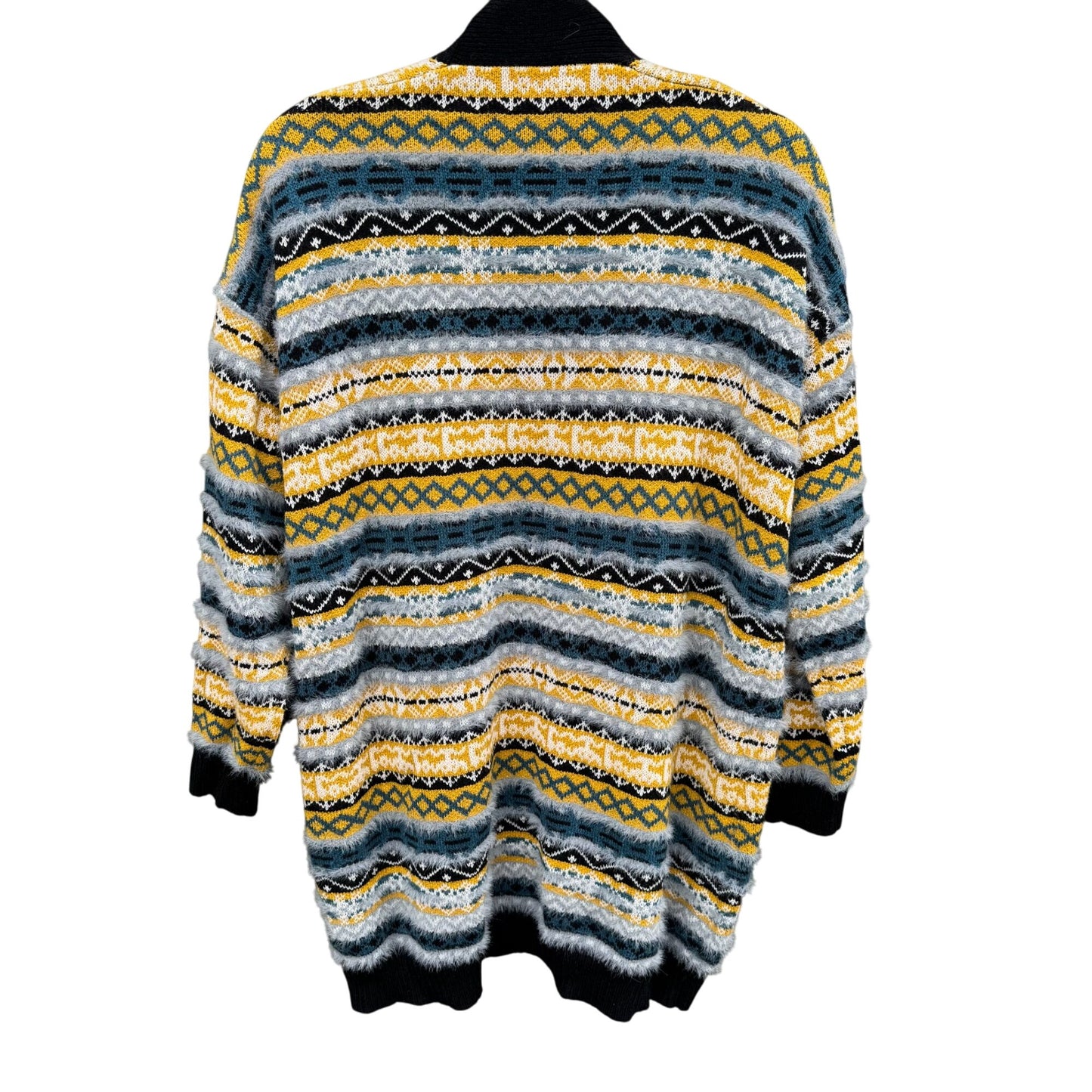 Love Culture Striped Open Front Fuzzy Knit Cardigan Sweater Cozy Knit Womens S/M