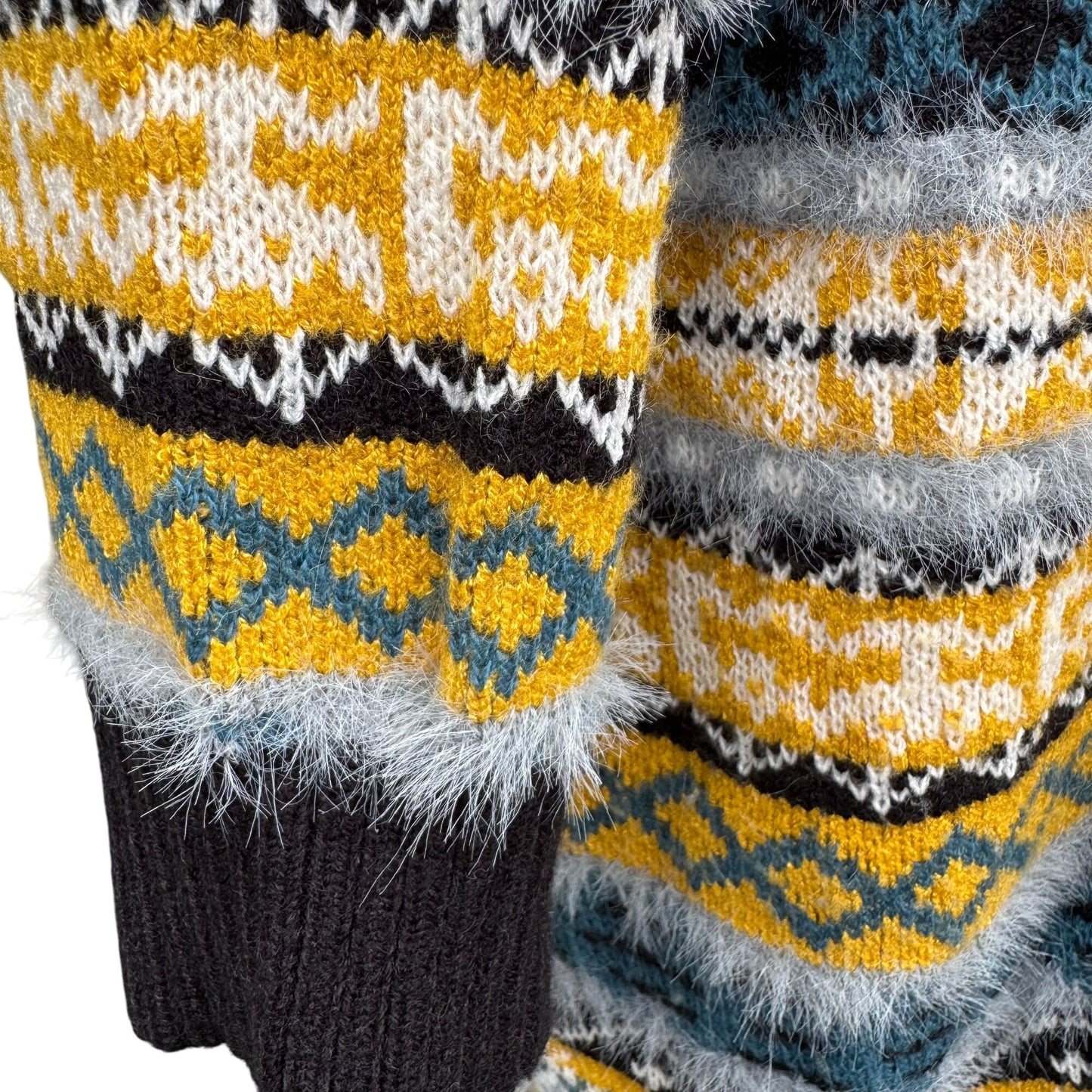 Love Culture Striped Open Front Fuzzy Knit Cardigan Sweater Cozy Knit Womens S/M