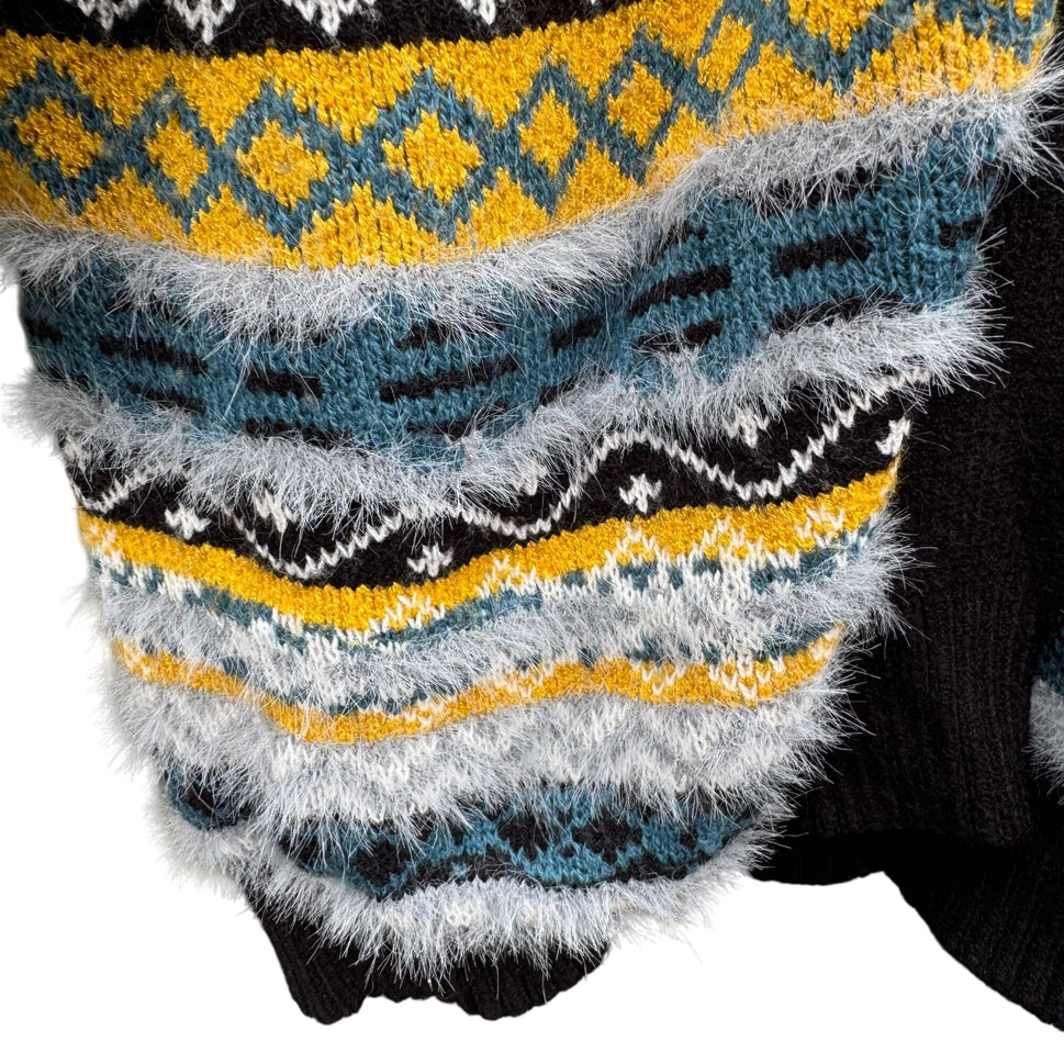 Love Culture Striped Open Front Fuzzy Knit Cardigan Sweater Cozy Knit Womens S/M