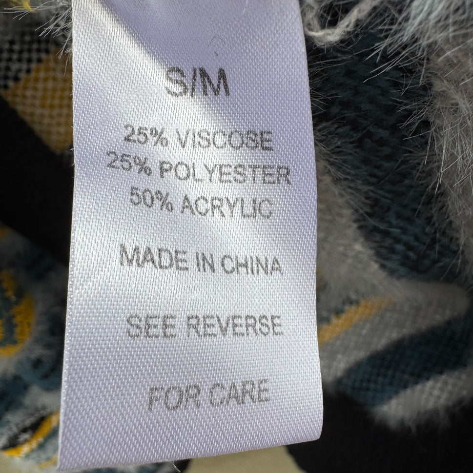 Love Culture Striped Open Front Fuzzy Knit Cardigan Sweater Cozy Knit Womens S/M