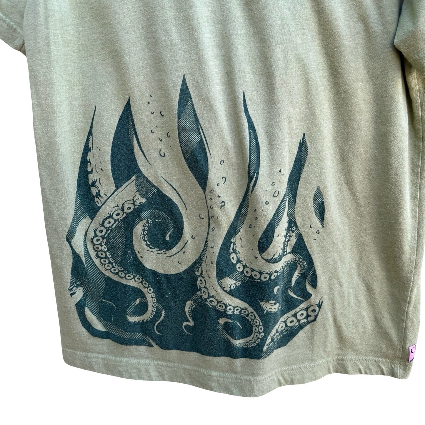 Chibi Yeti Octopus Tentacle Kracken Sea Monster Nautical Graphic Tee Green Shirt