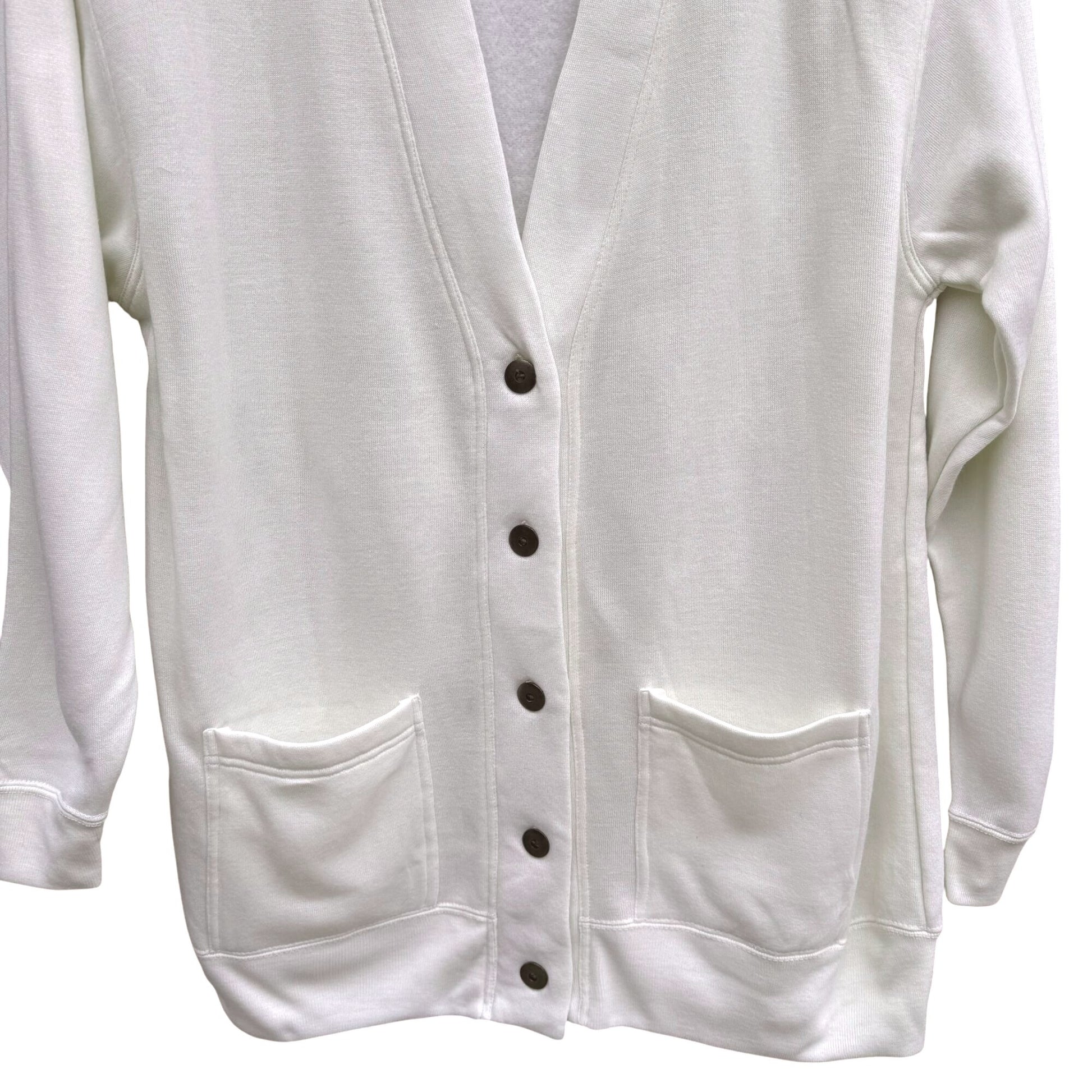 Carreau Sport Vintage 90s Womens White Oversized Shoulder Pads Button Cardigan S