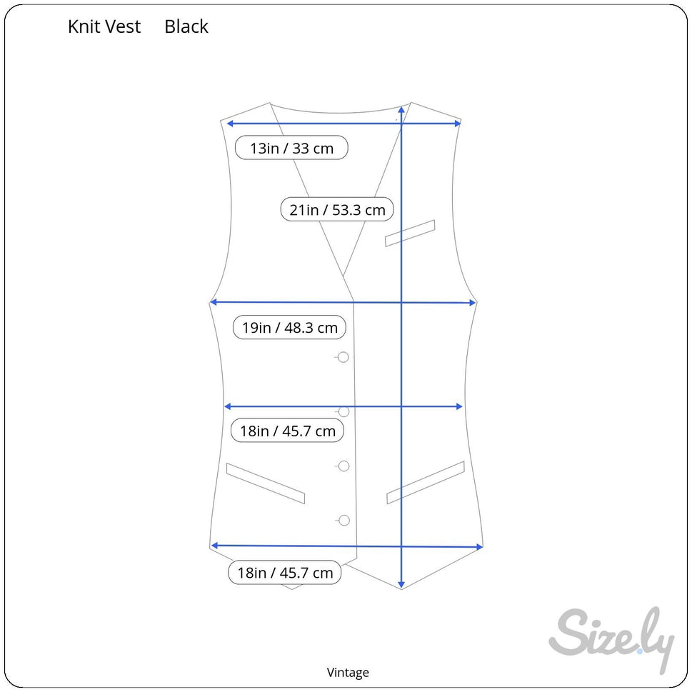 Vintage Womens Black Open Front Knit Abstract Metallic Print Made In France Vest