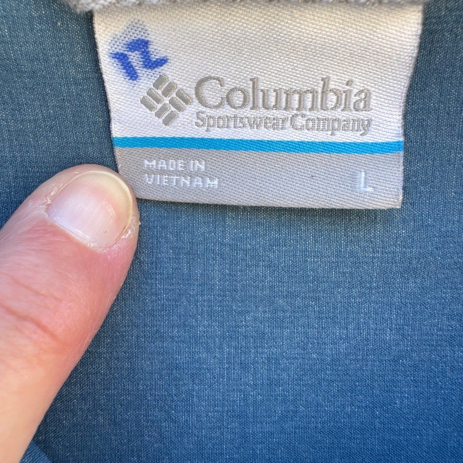 Columbia Mens L Omni-Wick Hiking Outdoor Shirt Blue Hiking Stretch Gorpcore