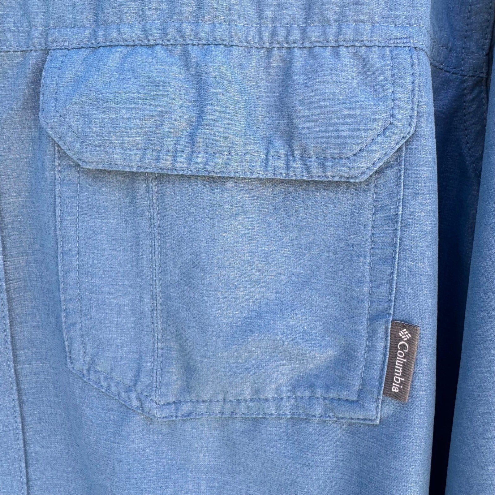 Columbia Mens L Omni-Wick Hiking Outdoor Shirt Blue Hiking Stretch Gorpcore