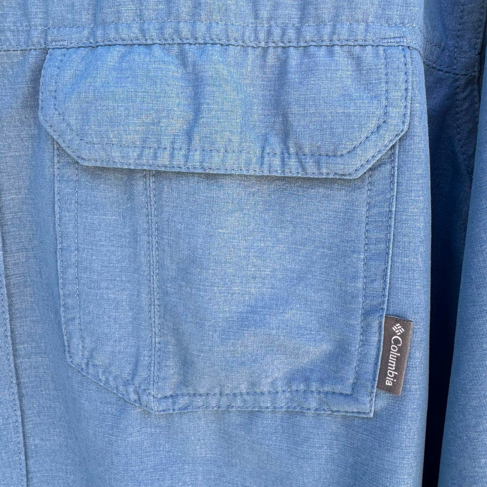 Columbia Mens L Omni-Wick Hiking Outdoor Shirt Blue Hiking Stretch Gorpcore
