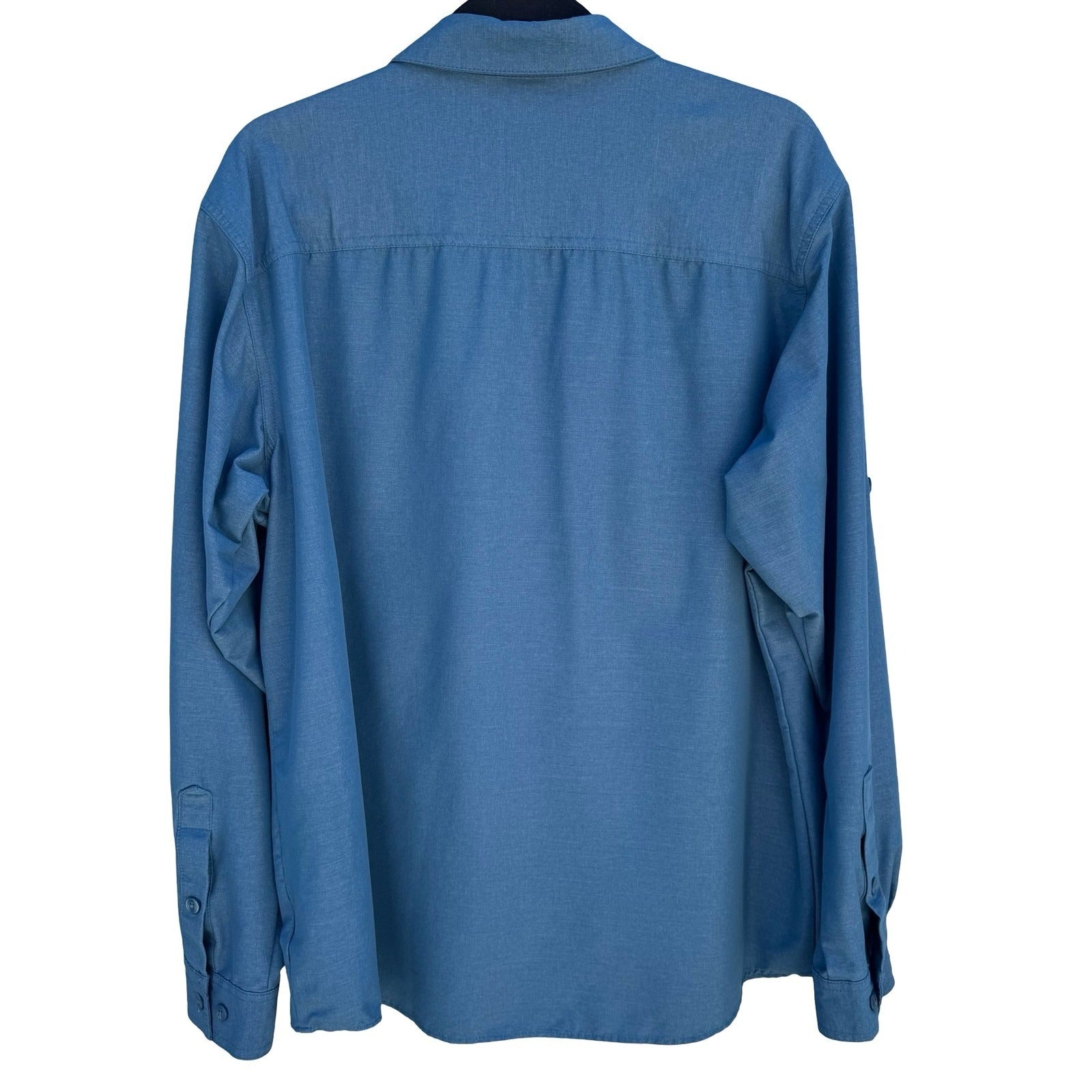 Columbia Mens L Omni-Wick Hiking Outdoor Shirt Blue Hiking Stretch Gorpcore