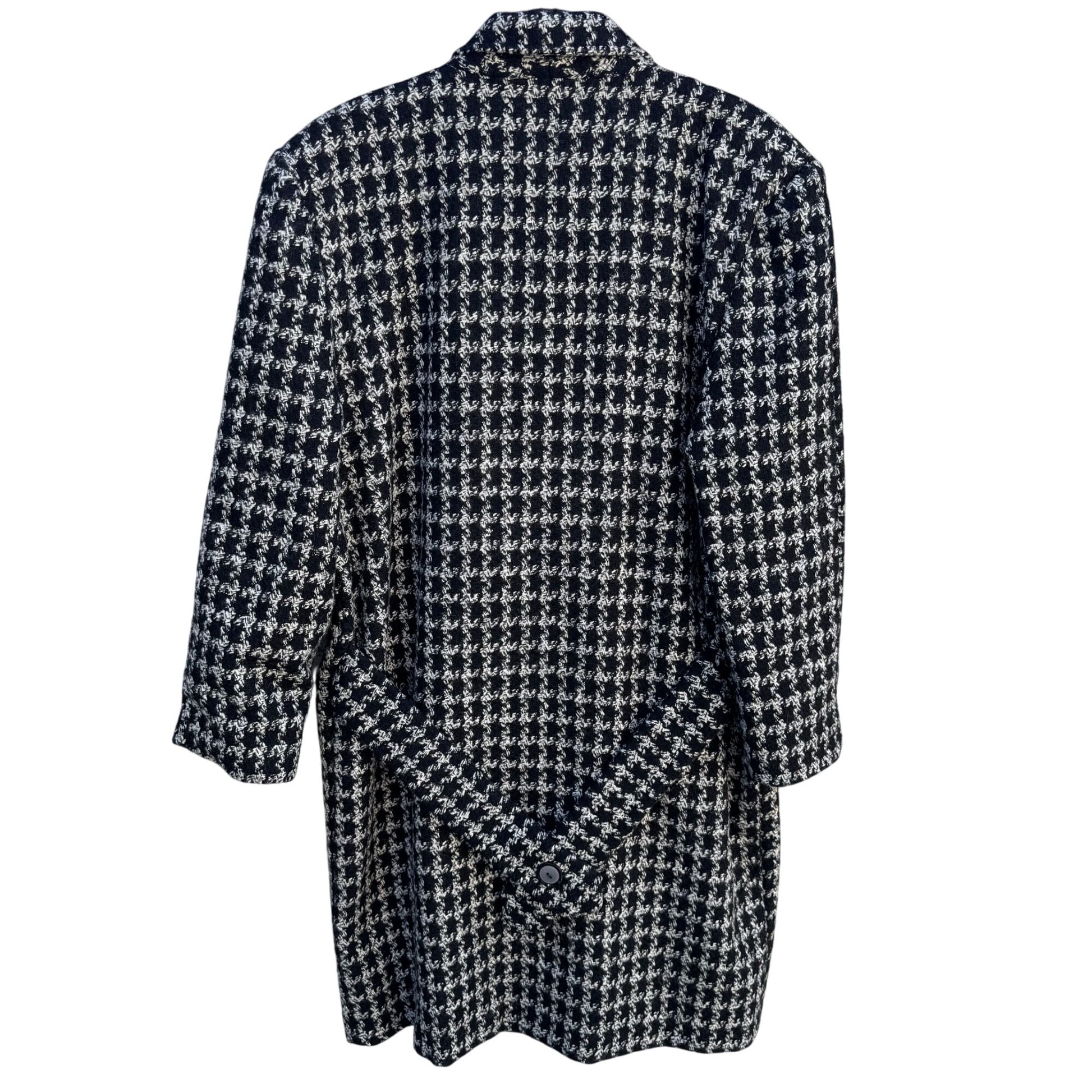 Bestrend Vintage Black & White Houndstooth Wool Blend Chic Outerwear Dress Coat
