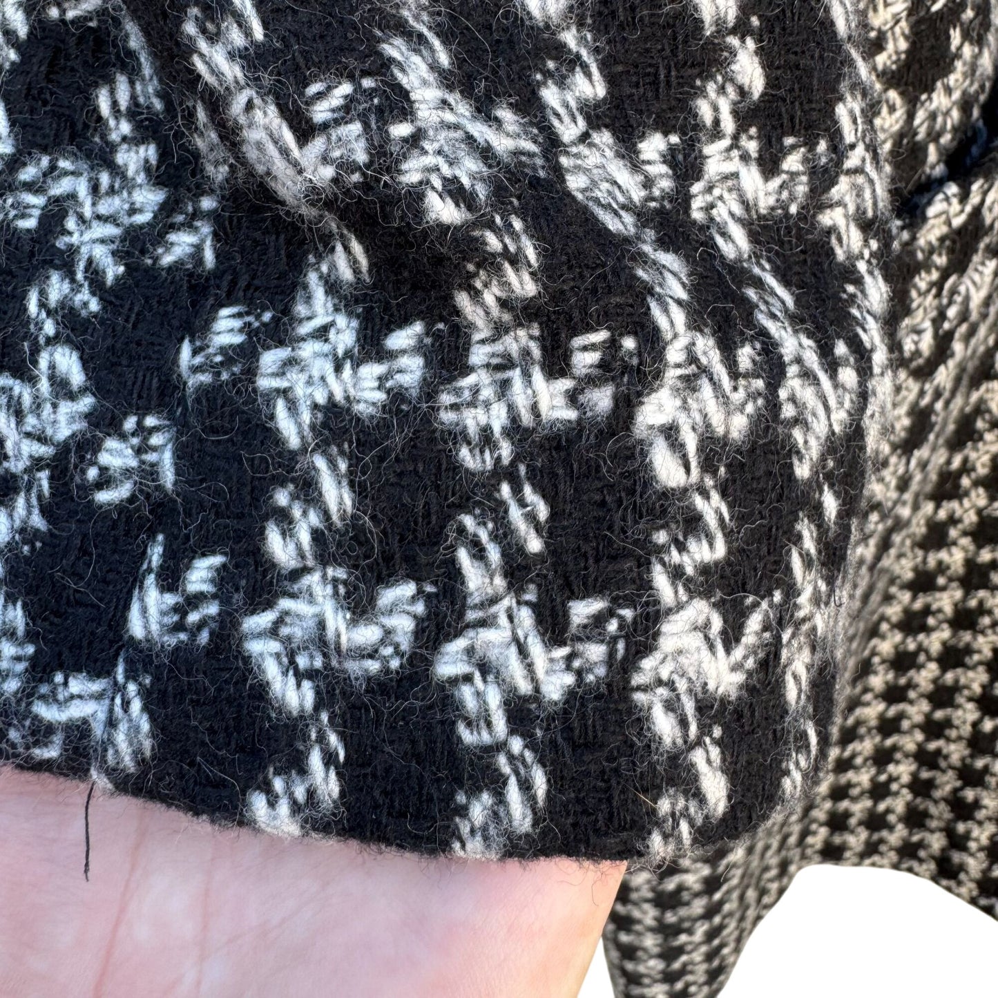 Bestrend Vintage Black & White Houndstooth Wool Blend Chic Outerwear Dress Coat