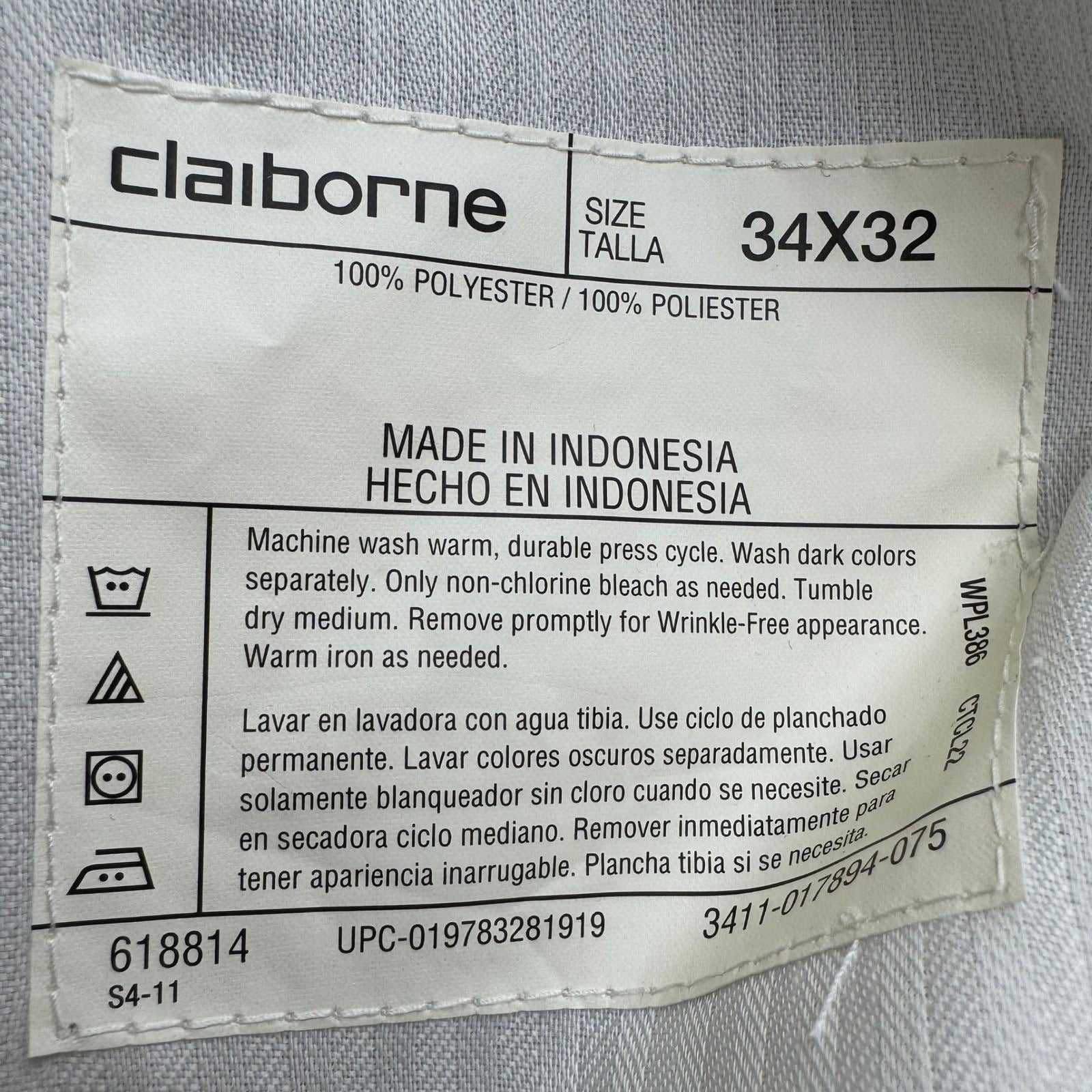 Claiborne Professional Gabardine Dress Pants Charcoal Mens 34x32 017894-075 NEW