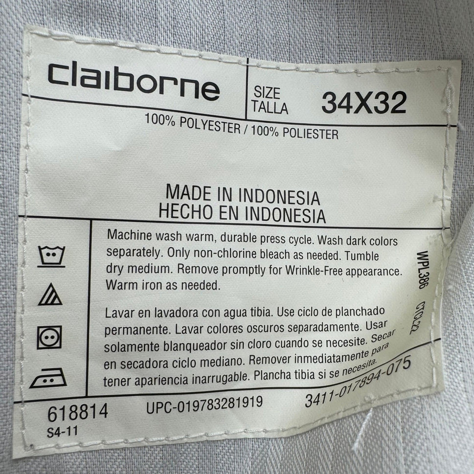 Claiborne Professional Gabardine Dress Pants Charcoal Mens 34x32 017894-075 NEW