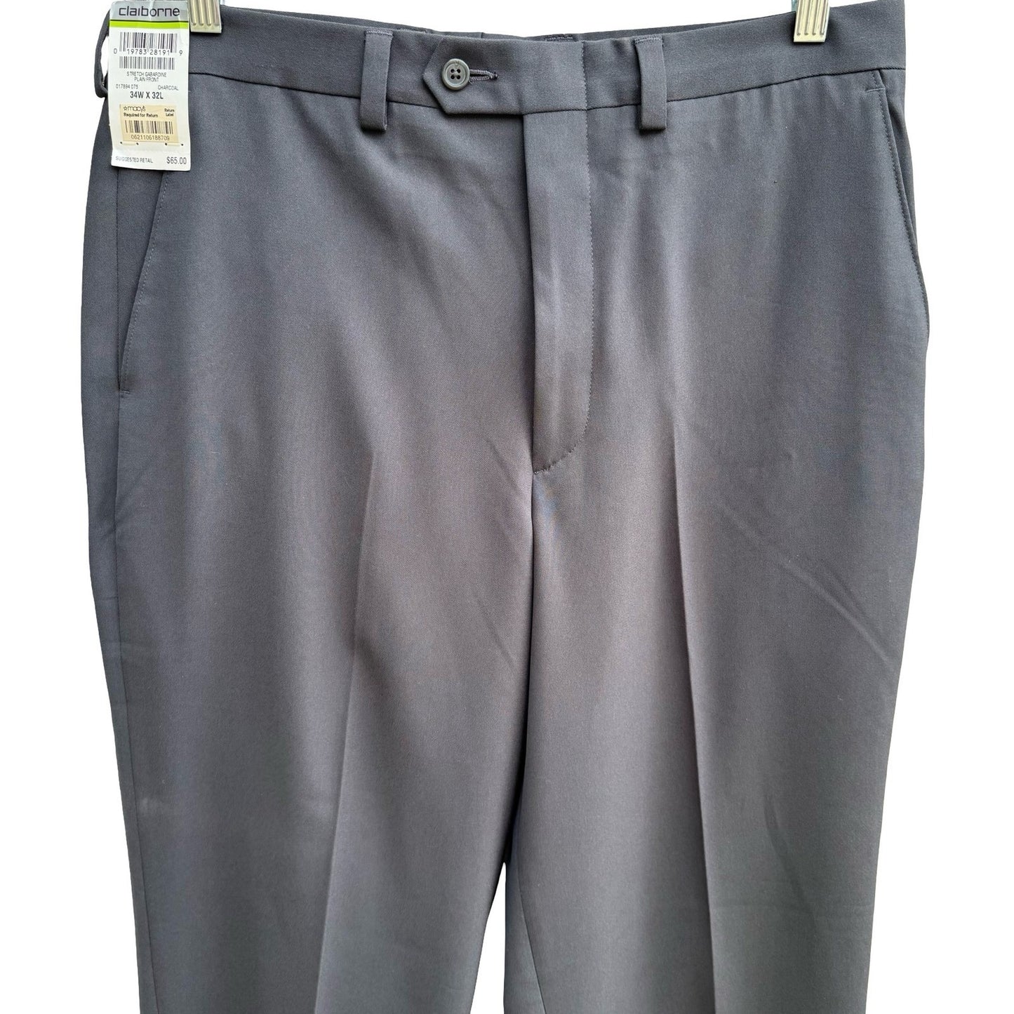 Claiborne Professional Gabardine Dress Pants Charcoal Mens 34x32 017894-075 NEW