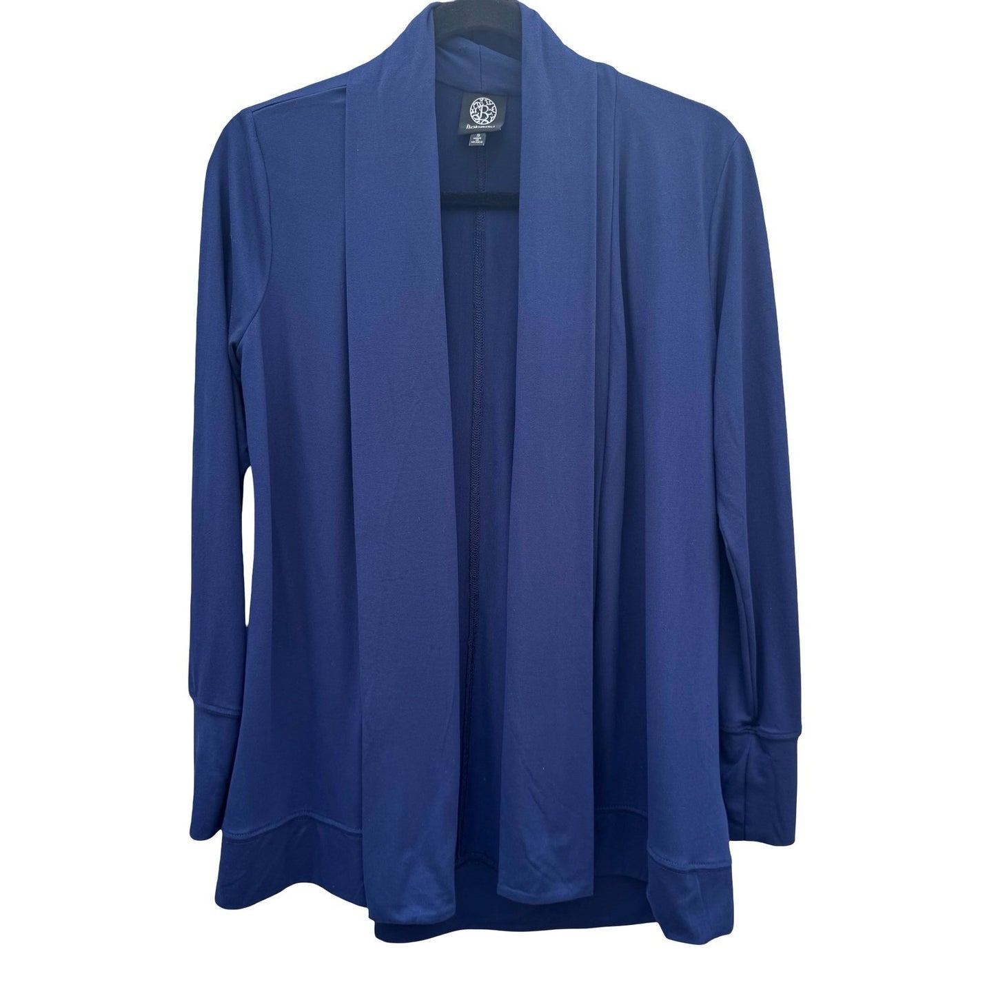 Bobeau Womens Navy Blue Open Front Shawl Collar Draped Knit Cardigan Size Small