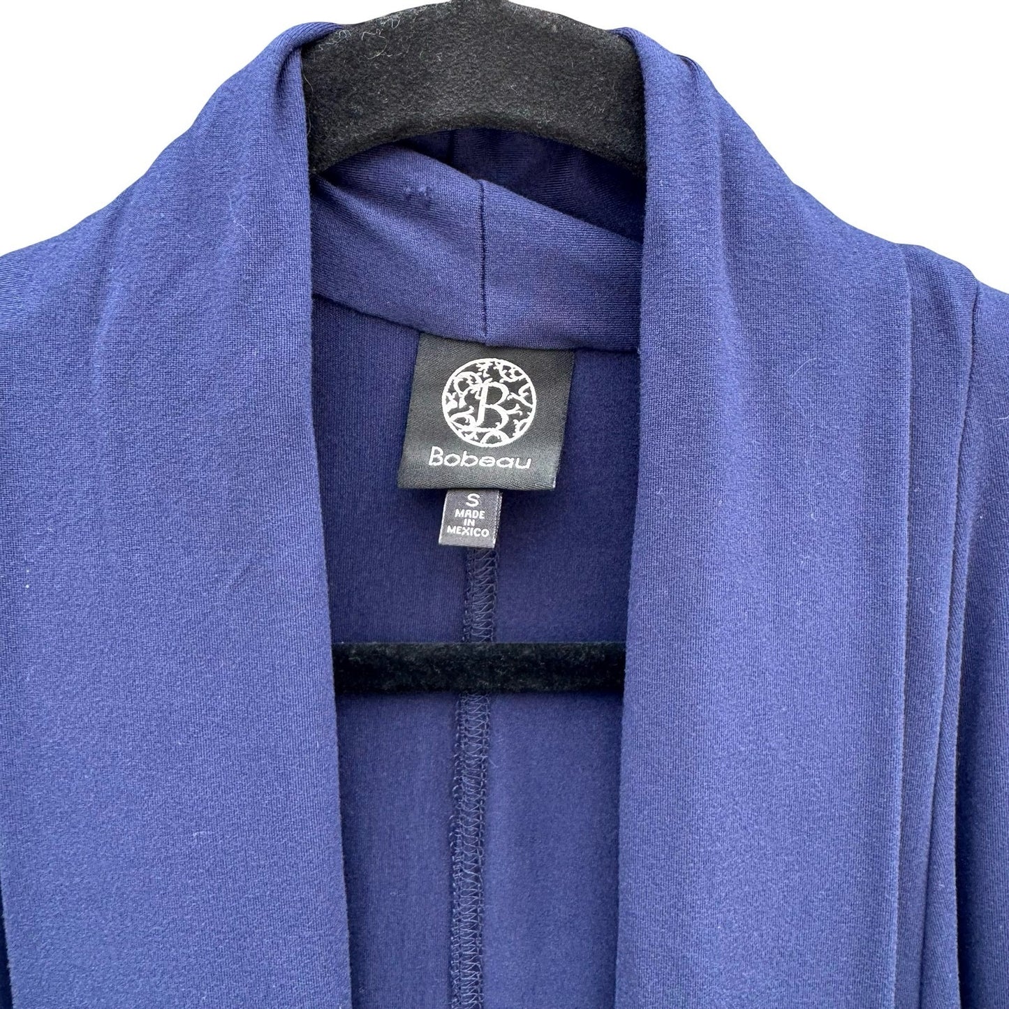 Bobeau Womens Navy Blue Open Front Shawl Collar Draped Knit Cardigan Size Small