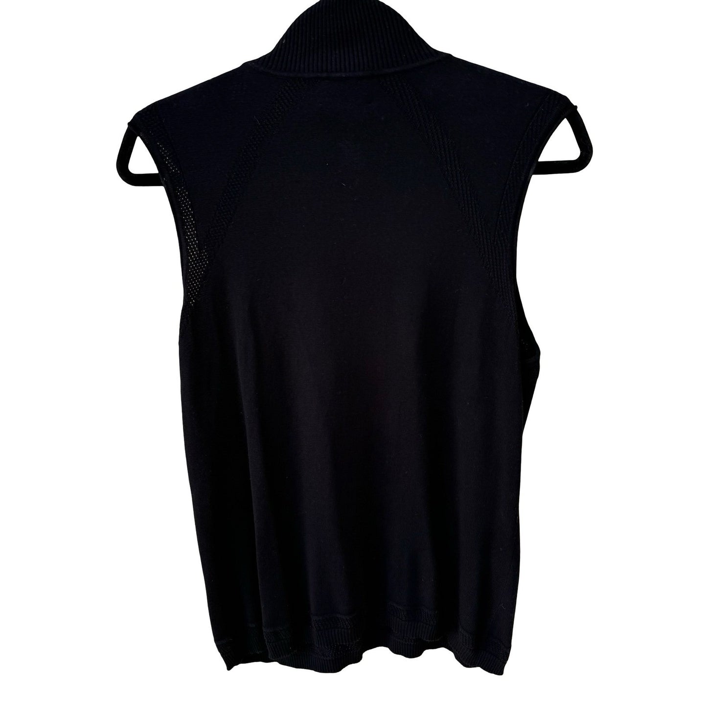 Neiman Marcus Exclusive Black Silk Blend Mock Neck Sleeveless Knit Top XL Luxury