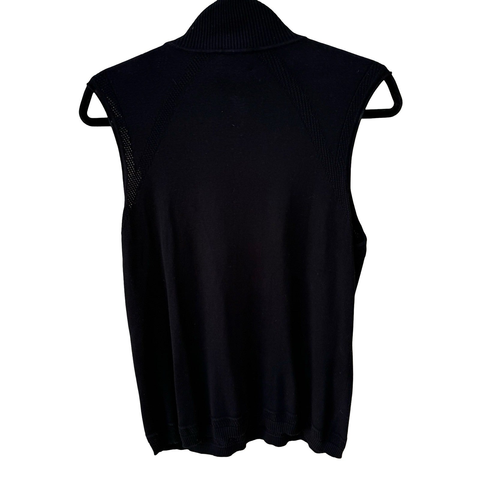Neiman Marcus Exclusive Black Silk Blend Mock Neck Sleeveless Knit Top XL Luxury